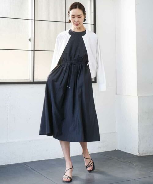 MICHEL KLEIN / ミッシェルクラン ロング・マキシ丈ワンピース | ナイロンクロス ギャザーワンピース | 詳細8