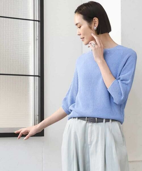 MICHEL KLEIN / ミッシェルクラン ニット・セーター | ホールガーメント(R)ラグランラメニット（ライトブルー）