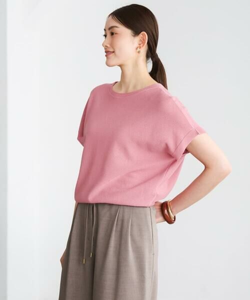 MICHEL KLEIN / ミッシェルクラン ニット・セーター | ホールガーメント(R)フレンチスリーブニット（ピンク）