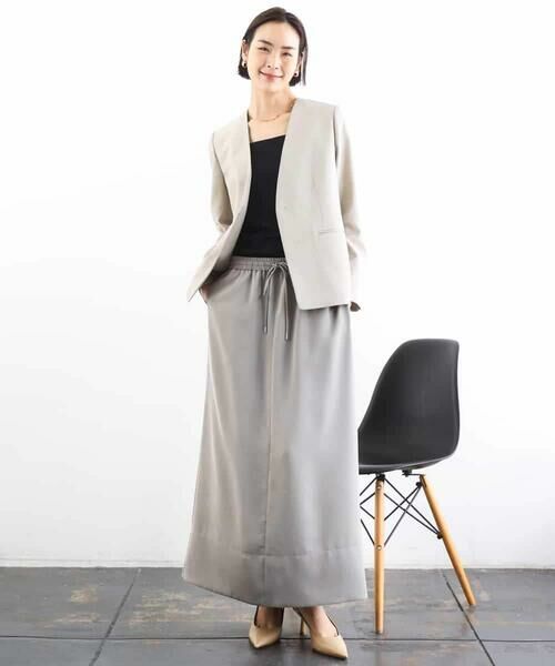 MICHEL KLEIN / ミッシェルクラン ロング・マキシ丈スカート | [リラックスボトム]ダルサテン Iラインスカート | 詳細2
