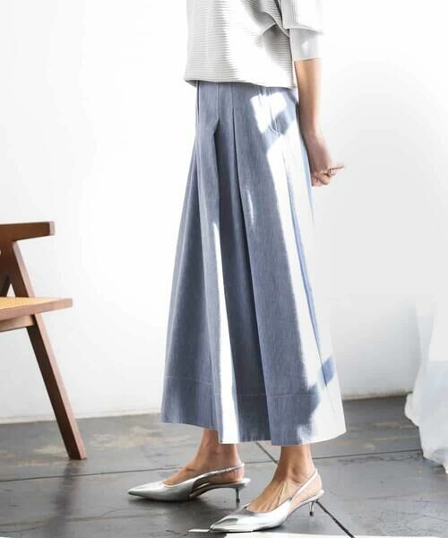 MICHEL KLEIN / ミッシェルクラン ロング・マキシ丈スカート | デニムライクシャンブレー Aラインスカート | 詳細1