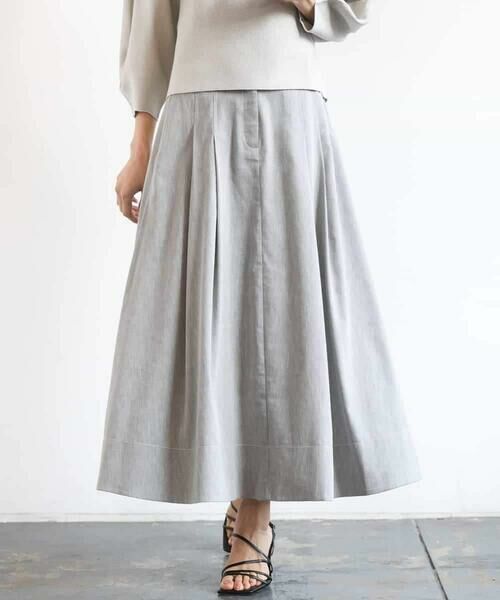 MICHEL KLEIN / ミッシェルクラン ロング・マキシ丈スカート | デニムライクシャンブレー Aラインスカート | 詳細11