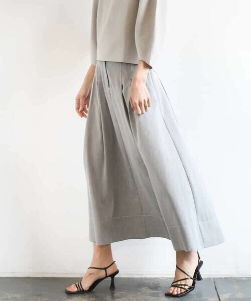 MICHEL KLEIN / ミッシェルクラン ロング・マキシ丈スカート | デニムライクシャンブレー Aラインスカート | 詳細12