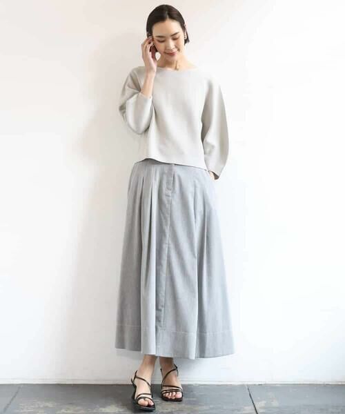 MICHEL KLEIN / ミッシェルクラン ロング・マキシ丈スカート | デニムライクシャンブレー Aラインスカート | 詳細13