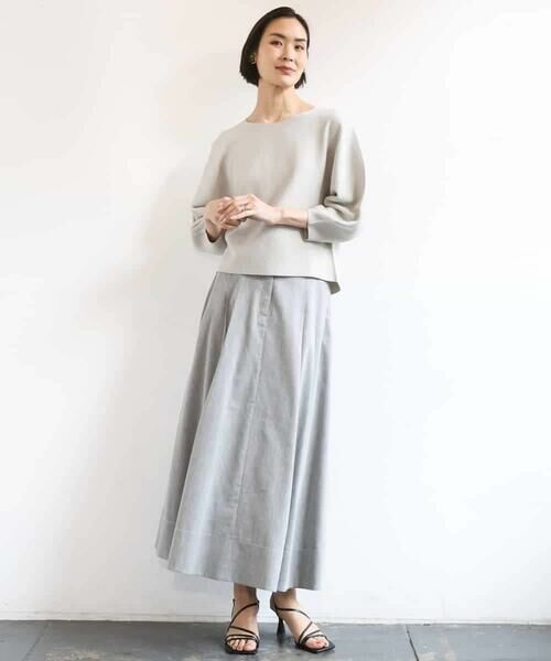 MICHEL KLEIN / ミッシェルクラン ロング・マキシ丈スカート | デニムライクシャンブレー Aラインスカート | 詳細14