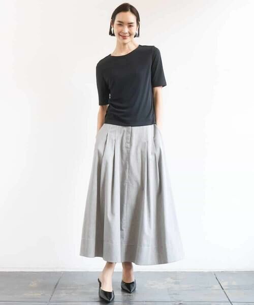 MICHEL KLEIN / ミッシェルクラン ロング・マキシ丈スカート | デニムライクシャンブレー Aラインスカート | 詳細18