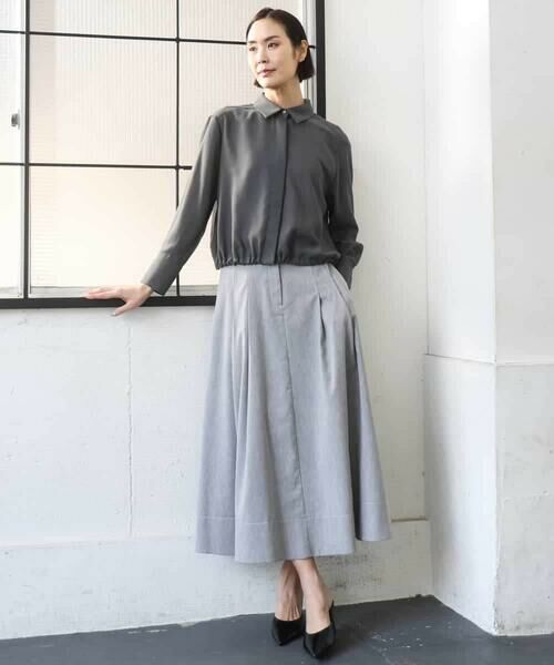 MICHEL KLEIN / ミッシェルクラン ロング・マキシ丈スカート | デニムライクシャンブレー Aラインスカート | 詳細19