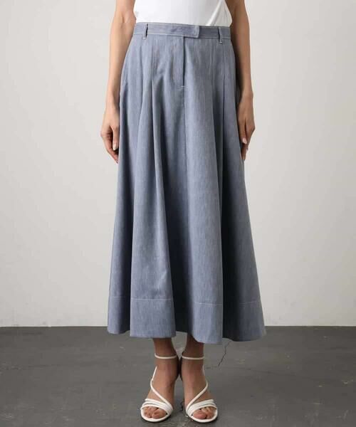MICHEL KLEIN / ミッシェルクラン ロング・マキシ丈スカート | デニムライクシャンブレー Aラインスカート | 詳細22
