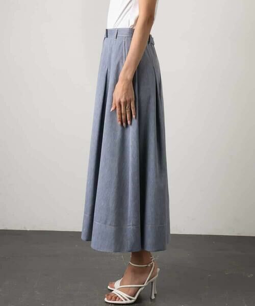 MICHEL KLEIN / ミッシェルクラン ロング・マキシ丈スカート | デニムライクシャンブレー Aラインスカート | 詳細23