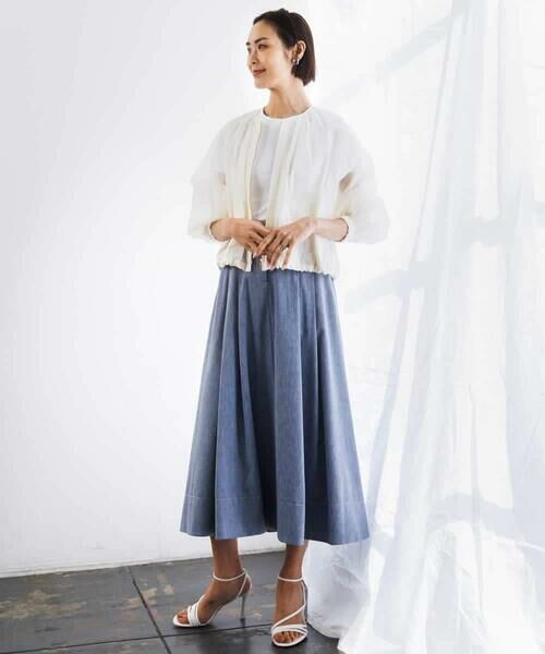 MICHEL KLEIN / ミッシェルクラン ロング・マキシ丈スカート | デニムライクシャンブレー Aラインスカート | 詳細9