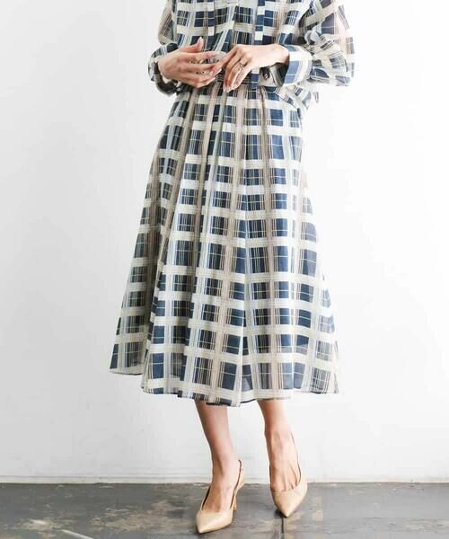 MICHEL KLEIN / ミッシェルクラン ロング・マキシ丈スカート | [セットアップ対応]チェック柄タックフレアスカート | 詳細1