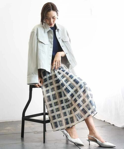 MICHEL KLEIN / ミッシェルクラン ロング・マキシ丈スカート | [セットアップ対応]チェック柄タックフレアスカート | 詳細13