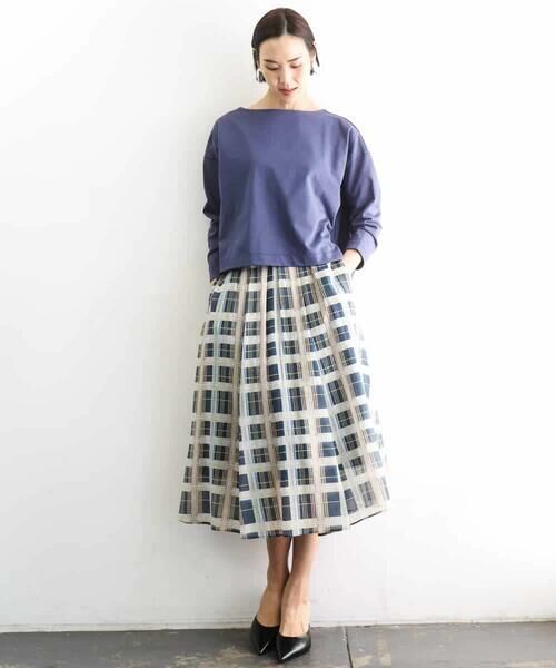 MICHEL KLEIN / ミッシェルクラン ロング・マキシ丈スカート | [セットアップ対応]チェック柄タックフレアスカート | 詳細15
