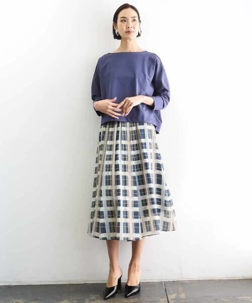 MICHEL KLEIN / ミッシェルクラン ロング・マキシ丈スカート | [セットアップ対応]チェック柄タックフレアスカート | 詳細16