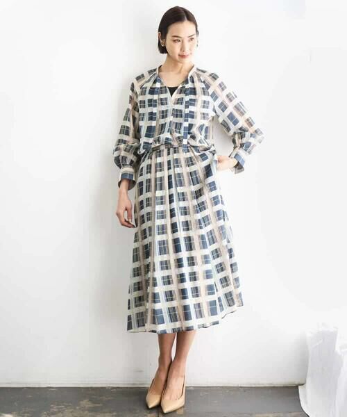 MICHEL KLEIN / ミッシェルクラン ロング・マキシ丈スカート | [セットアップ対応]チェック柄タックフレアスカート | 詳細4