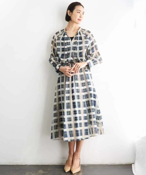 MICHEL KLEIN / ミッシェルクラン ロング・マキシ丈スカート | [セットアップ対応]チェック柄タックフレアスカート | 詳細5