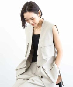 MICHEL KLEIN / ミッシェルクラン ノーカラージャケット | [セットアップ対応]ツイードライク フィッシャーマンジレ