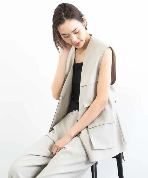 MICHEL KLEIN / ミッシェルクラン ノーカラージャケット | [セットアップ対応]ツイードライク フィッシャーマンジレ | 詳細1