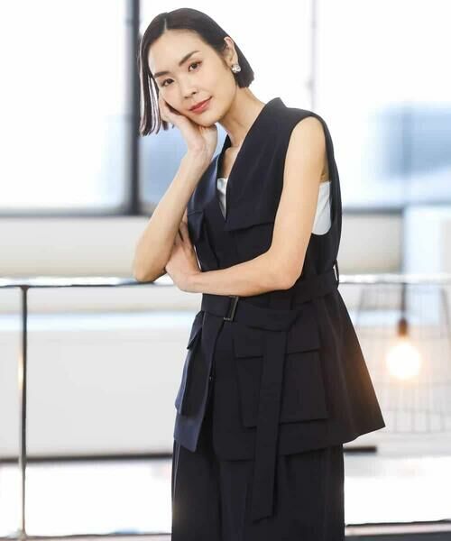 MICHEL KLEIN / ミッシェルクラン ノーカラージャケット | [セットアップ対応]ツイードライク フィッシャーマンジレ | 詳細12