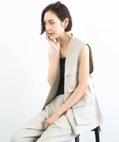 MICHEL KLEIN / ミッシェルクラン ノーカラージャケット | [セットアップ対応]ツイードライク フィッシャーマンジレ | 詳細2