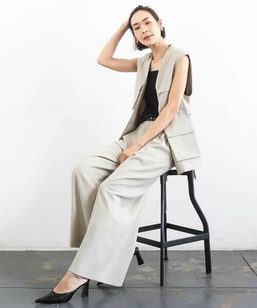 MICHEL KLEIN / ミッシェルクラン ノーカラージャケット | [セットアップ対応]ツイードライク フィッシャーマンジレ | 詳細5