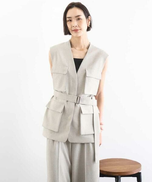 MICHEL KLEIN / ミッシェルクラン ノーカラージャケット | [セットアップ対応]ツイードライク フィッシャーマンジレ | 詳細6