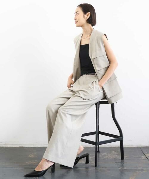 MICHEL KLEIN / ミッシェルクラン カットソー | [遮熱効果素材]スクエアネックタンクトップ | 詳細25