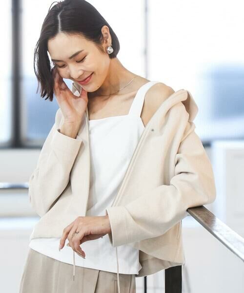 MICHEL KLEIN / ミッシェルクラン カットソー | [遮熱効果素材]スクエアネックタンクトップ（ホワイト）