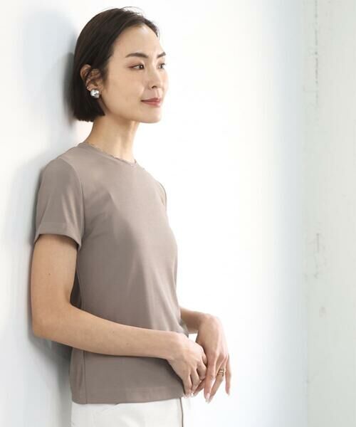 MICHEL KLEIN / ミッシェルクラン カットソー | [遮熱効果素材]クリーンシルエットTシャツ（カーキ）