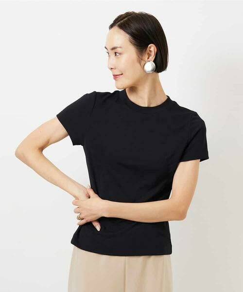 MICHEL KLEIN / ミッシェルクラン カットソー | [遮熱効果素材]クリーンシルエットTシャツ（ブラック）