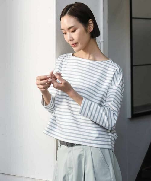 MICHEL KLEIN / ミッシェルクラン カットソー | タックデザイン バスクボーダーTシャツ | 詳細1