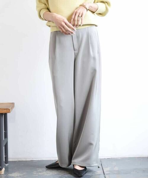 MICHEL KLEIN / ミッシェルクラン その他パンツ | [リラックスボトム]ダルサテン ワイドパンツ | 詳細2