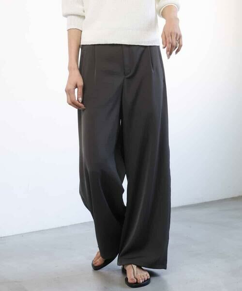 MICHEL KLEIN / ミッシェルクラン その他パンツ | [リラックスボトム]ダルサテン ワイドパンツ | 詳細7