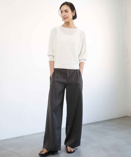 MICHEL KLEIN / ミッシェルクラン その他パンツ | [リラックスボトム]ダルサテン ワイドパンツ | 詳細9