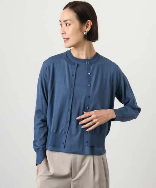 MICHEL KLEIN / ミッシェルクラン カーディガン・ボレロ | [アンサンブル対応]シアーカーディガン（ブルー）