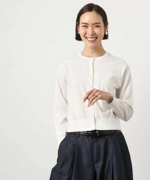 MICHEL KLEIN / ミッシェルクラン カーディガン・ボレロ | [アンサンブル対応]シアーカーディガン（アイボリー）