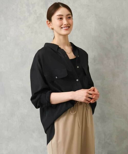 MICHEL KLEIN / ミッシェルクラン シャツ・ブラウス | シアーツイルオーバーシャツ | 詳細1