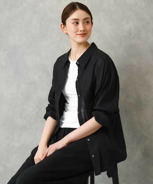 MICHEL KLEIN / ミッシェルクラン シャツ・ブラウス | シアーツイルオーバーシャツ | 詳細13