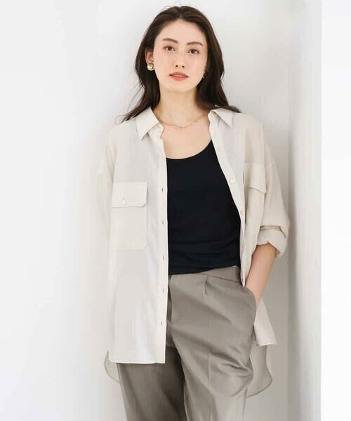 MICHEL KLEIN / ミッシェルクラン シャツ・ブラウス | シアーツイルオーバーシャツ | 詳細15