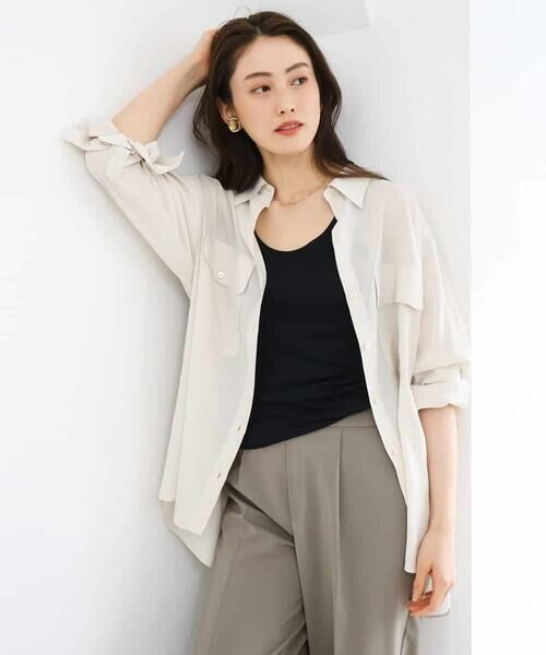 MICHEL KLEIN / ミッシェルクラン シャツ・ブラウス | シアーツイルオーバーシャツ | 詳細16