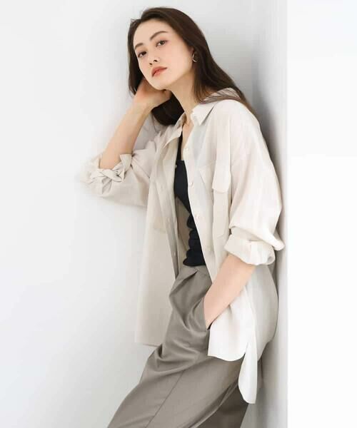 MICHEL KLEIN / ミッシェルクラン シャツ・ブラウス | シアーツイルオーバーシャツ | 詳細17