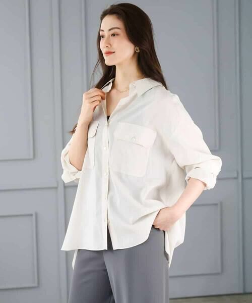 MICHEL KLEIN / ミッシェルクラン シャツ・ブラウス | シアーツイルオーバーシャツ | 詳細22