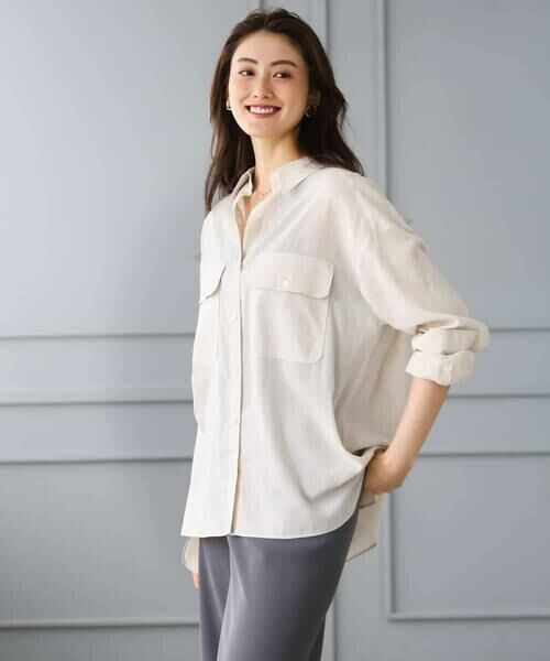 MICHEL KLEIN / ミッシェルクラン シャツ・ブラウス | シアーツイルオーバーシャツ | 詳細23