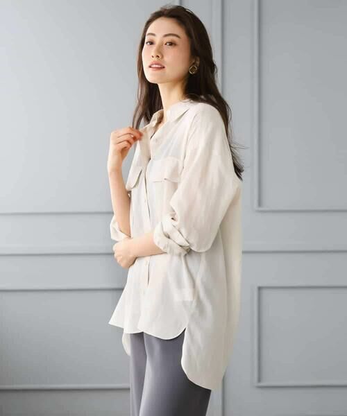 MICHEL KLEIN / ミッシェルクラン シャツ・ブラウス | シアーツイルオーバーシャツ | 詳細24