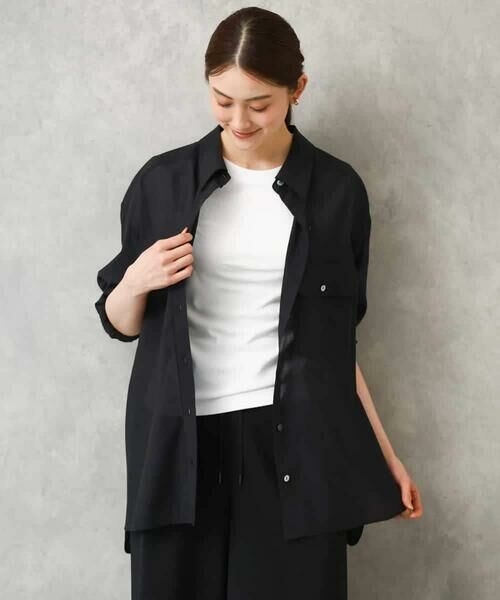 MICHEL KLEIN / ミッシェルクラン シャツ・ブラウス | シアーツイルオーバーシャツ | 詳細6