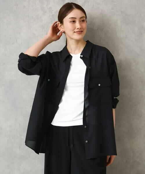 MICHEL KLEIN / ミッシェルクラン シャツ・ブラウス | シアーツイルオーバーシャツ | 詳細7