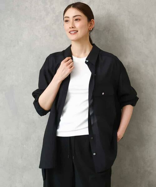 MICHEL KLEIN / ミッシェルクラン シャツ・ブラウス | シアーツイルオーバーシャツ | 詳細8