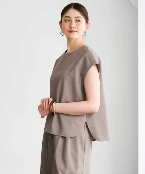 MICHEL KLEIN / ミッシェルクラン シャツ・ブラウス | [セットアップ対応]フレンチスリーブブラウス（ブラウン）