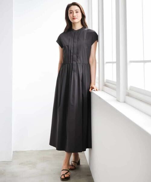 MICHEL KLEIN / ミッシェルクラン ロング・マキシ丈ワンピース | フレンチスリーブフレアワンピース（ブラウン）