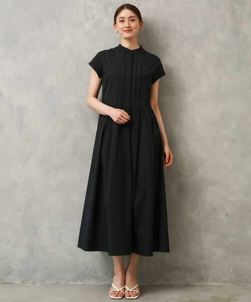 MICHEL KLEIN / ミッシェルクラン ロング・マキシ丈ワンピース | フレンチスリーブフレアワンピース（ブラック）